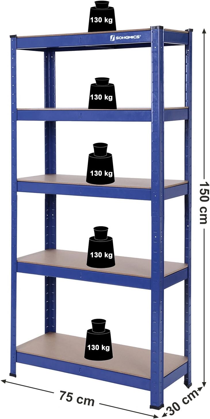 Schwerlastregal, 30 x 75 x 150 cm, Blau, 1