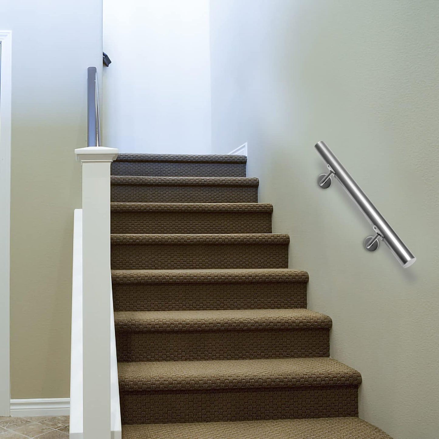 Wandhandlauf inkl. Wandhalterung und Endkappen, 50 cm, 50cm