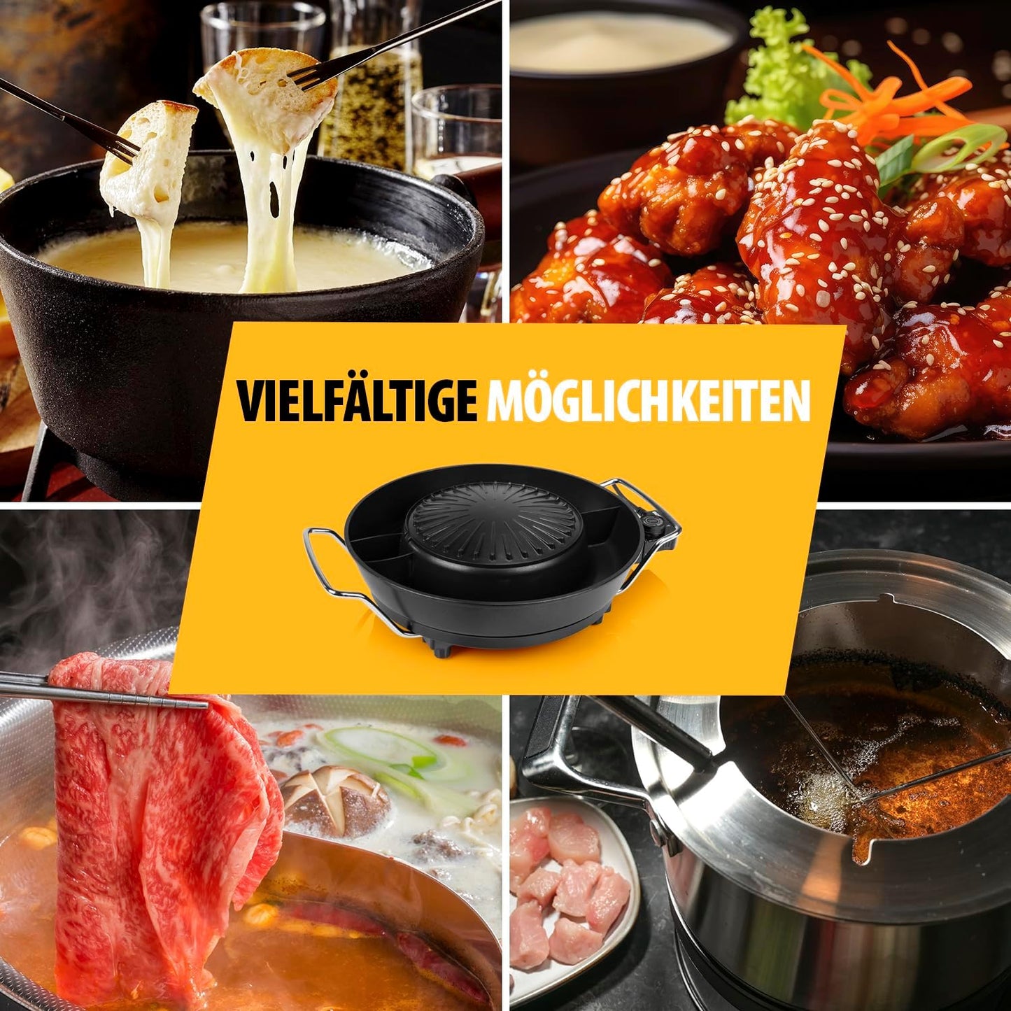 PZ-9131 - Koreanischer Grill & Hot Pot für 4 Personen, Koreanischer Hot Pot & Grill 36 cm ⌀