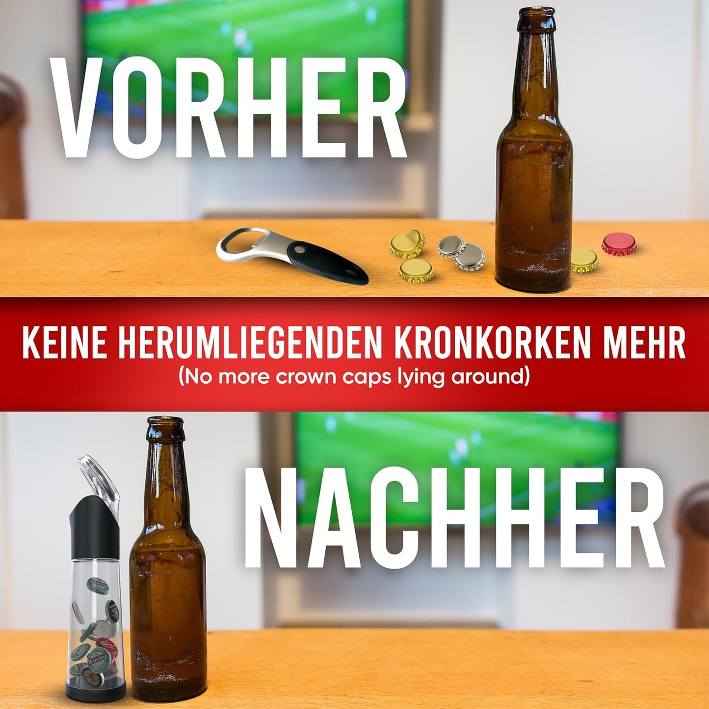 Flaschenöffner mit Auffangbehälter für Kronkorken, Bester Papa