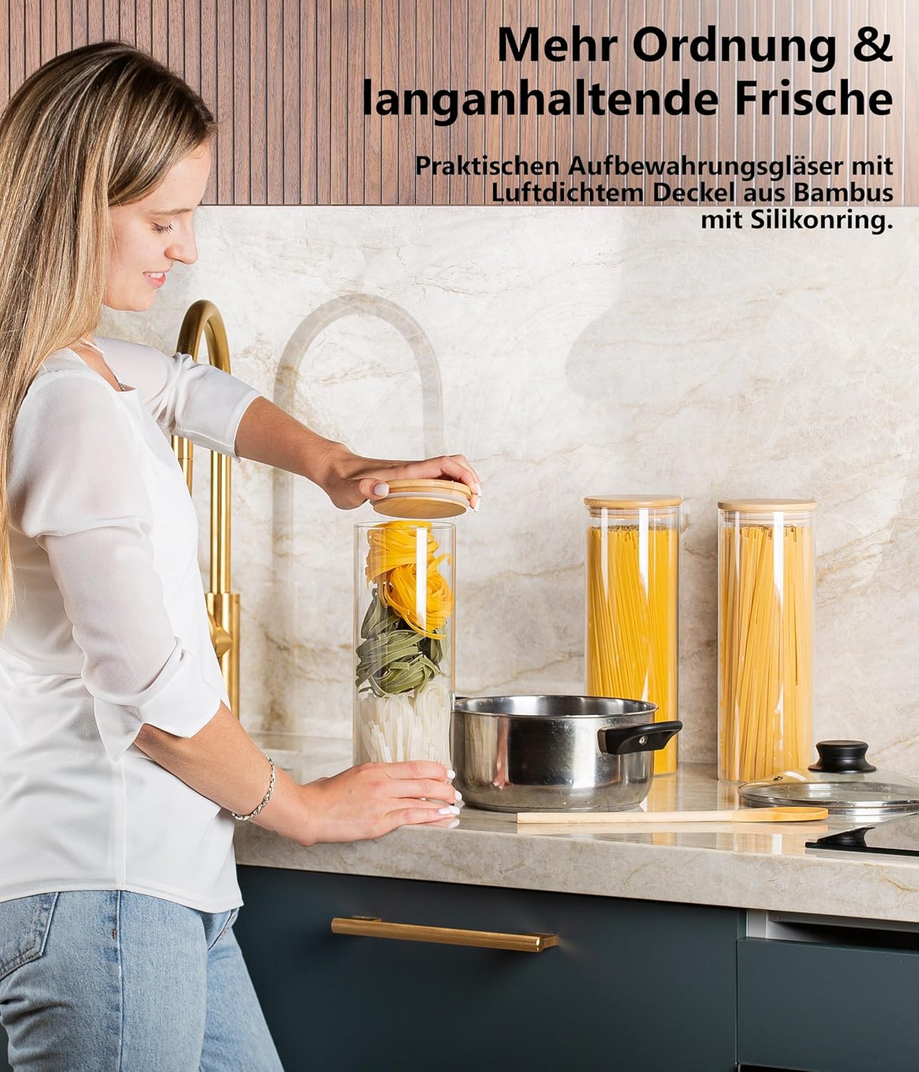 Vorratsgläser-Set mit Deckel, 3 Stk., 1 Grösse/1950ml, rund