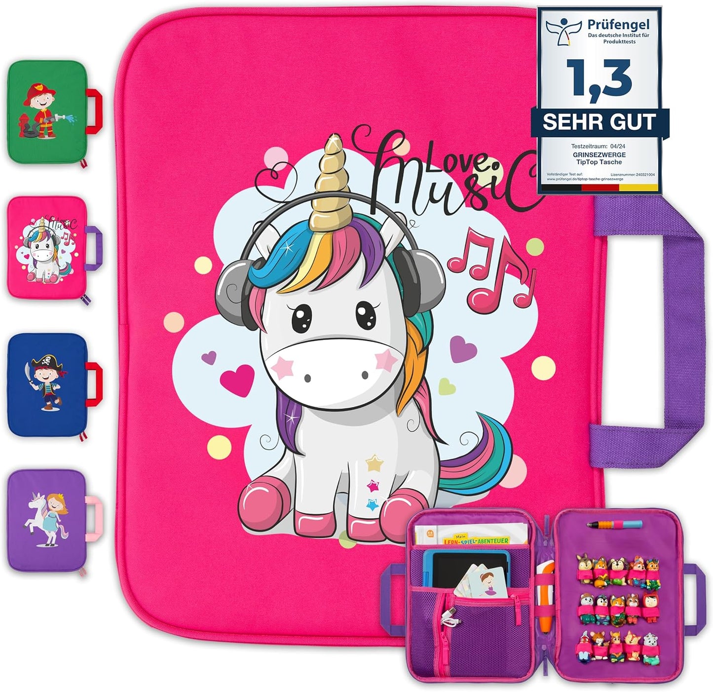 Tasche für Edurino, Tonie & TipToi Zubehör, Emma Einhorn (Pink)