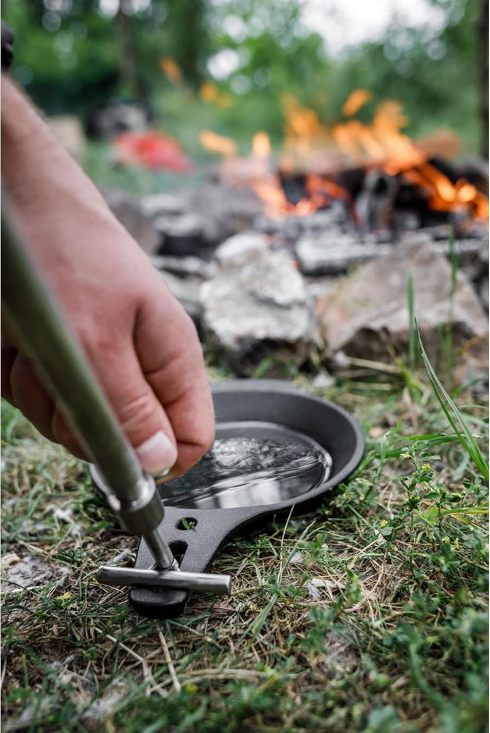 Lagerfeuerpfanne, Pfanne mit Teleskopstil