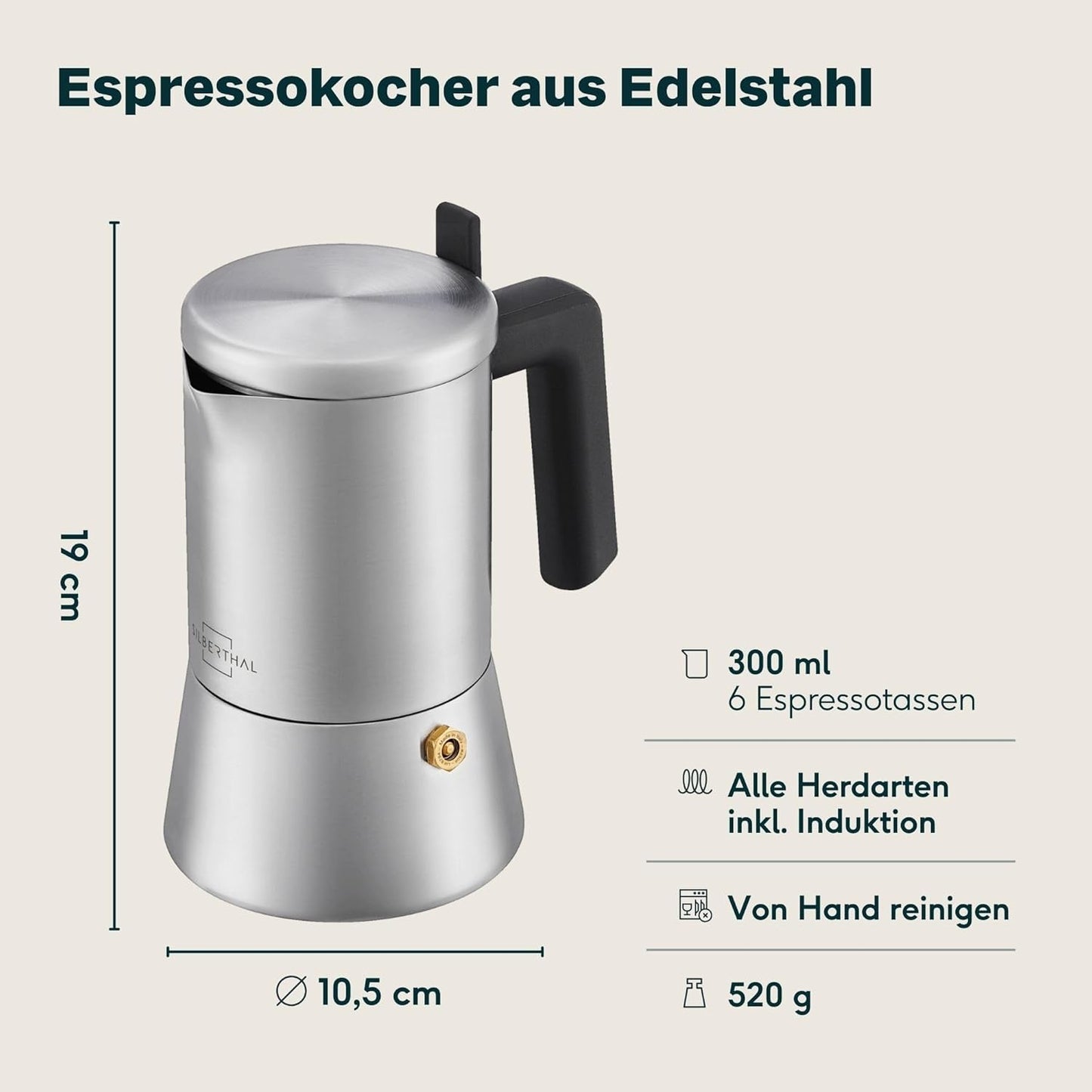 Espressokocher mit Milchaufschäumer, 2er Set Espressokocher + Milchaufschäumer