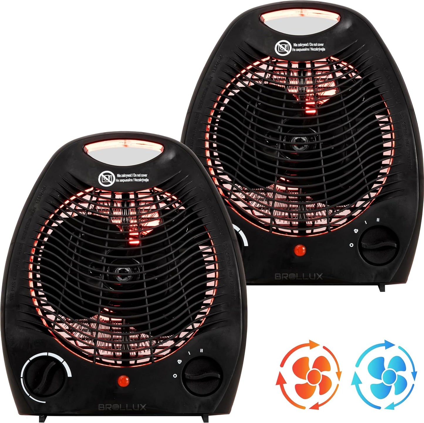 2x Thermoventilator, 2KW Lüfter Schwarz 2x