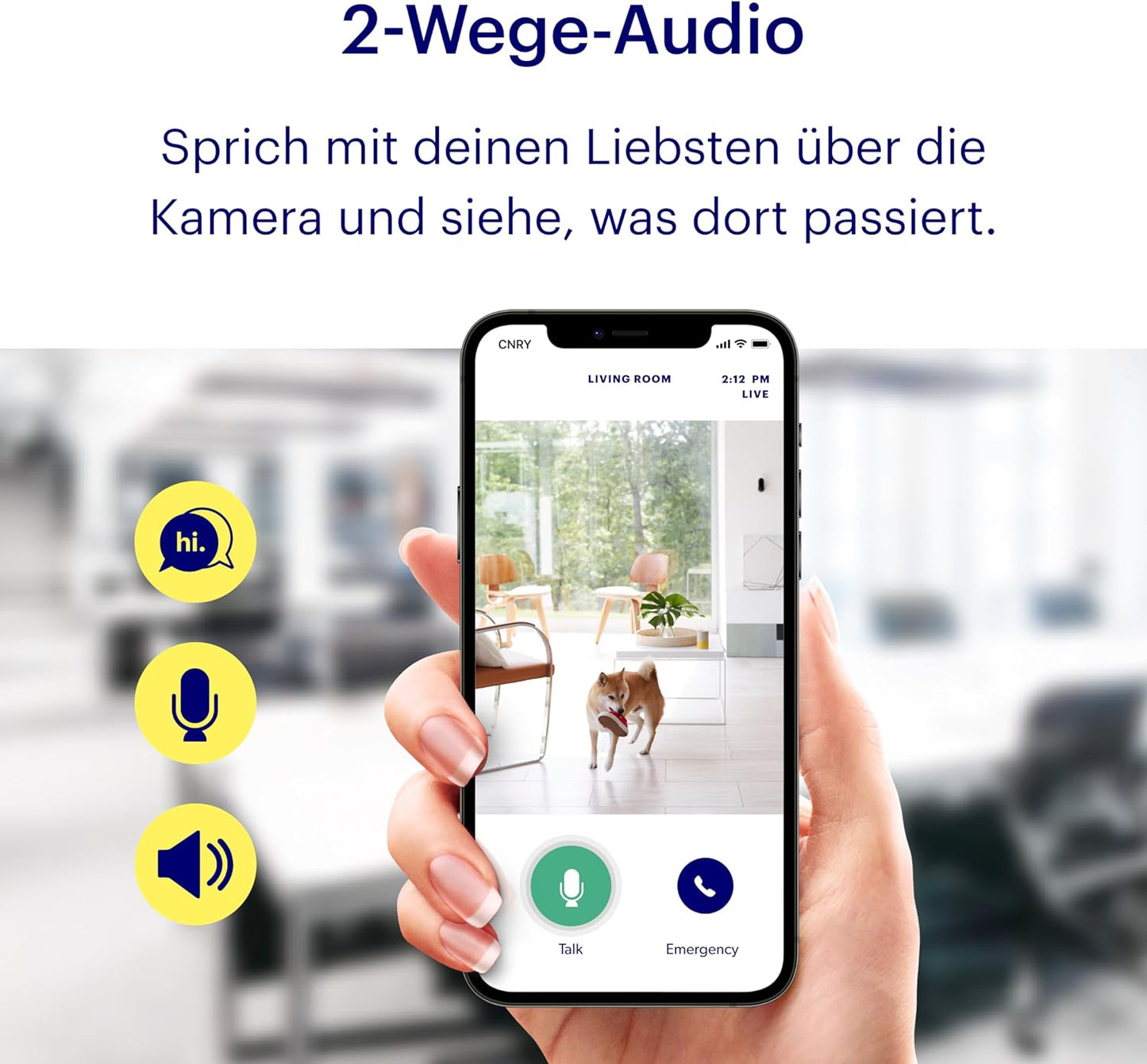 View Überwachungskamera mit 2-Wege-Audio, 24/7 Live-Übertragung, Bewegungsmelder, Nachtsicht