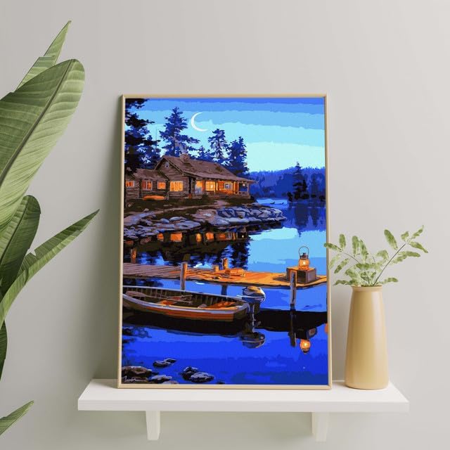 Malen Nach Zahlen Set Hütte Am See 40 x 50 cm, Hütte Am See