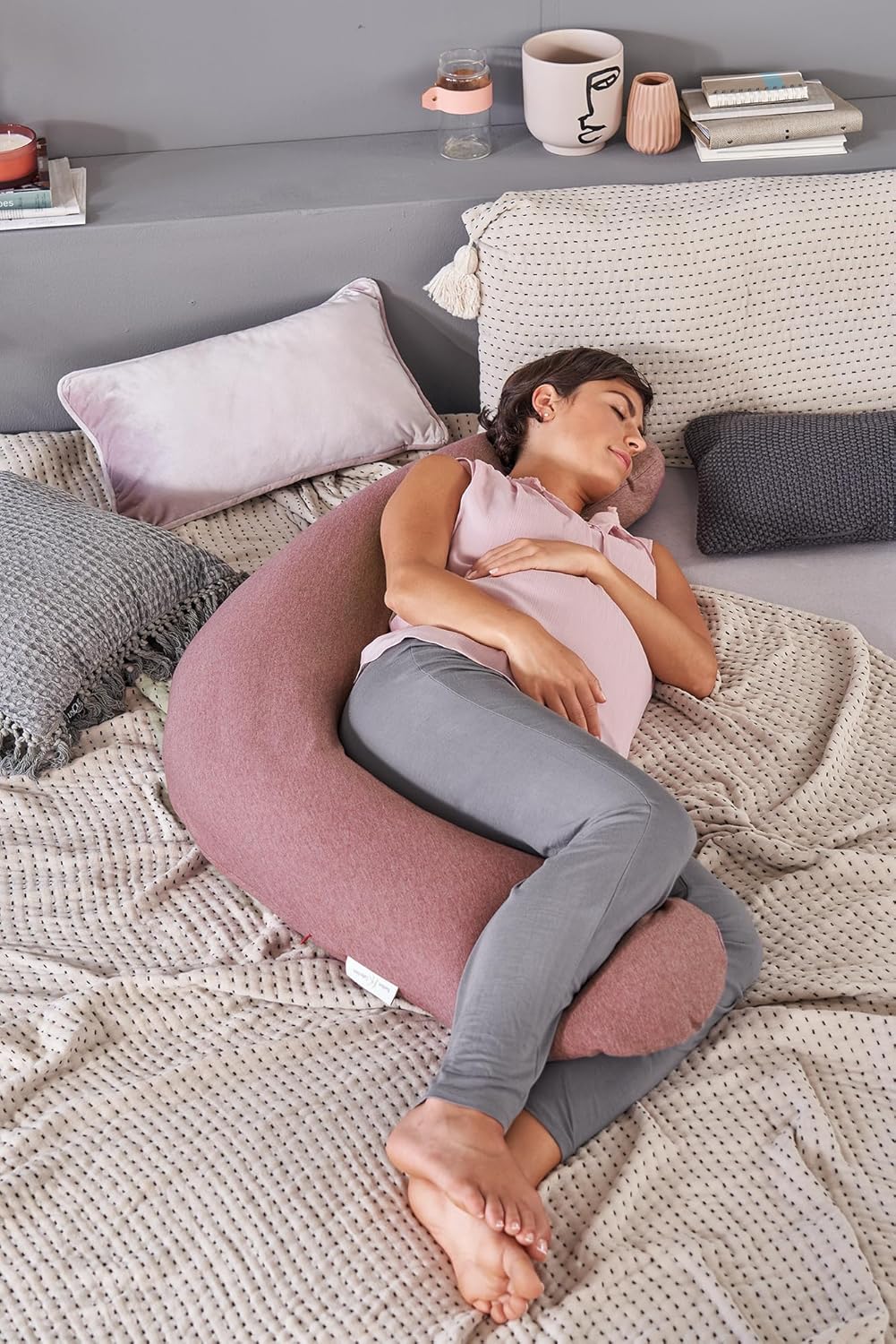 Stillkissen "Das Original" mit Microperlenfüllung inkl. Bezug 190 cm, Musselin Sandbeige