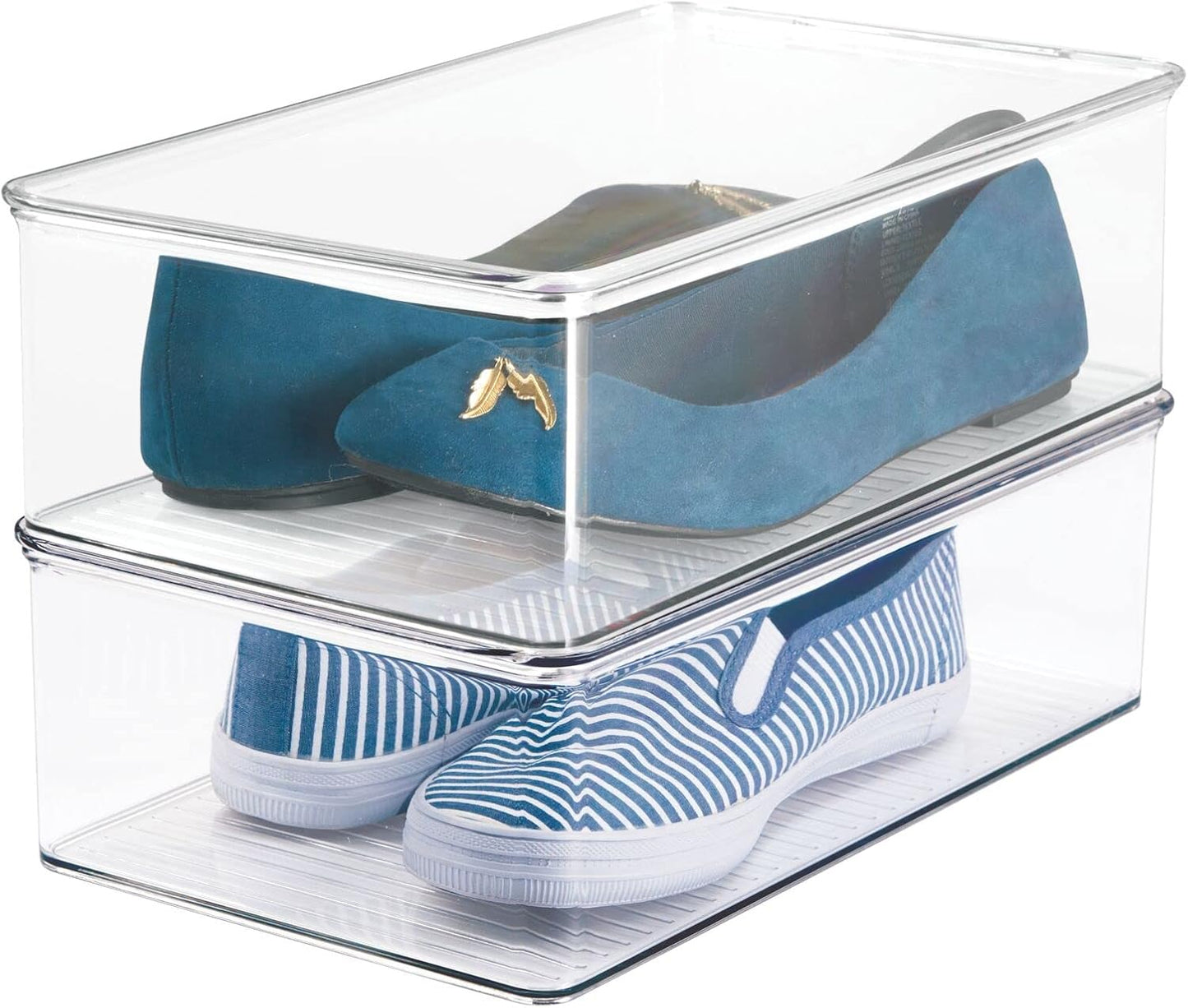 Stapelbare Schuhboxen-Set (2 Stück, durchsichtig), 18,3 x 32,3 x 9,4 cm