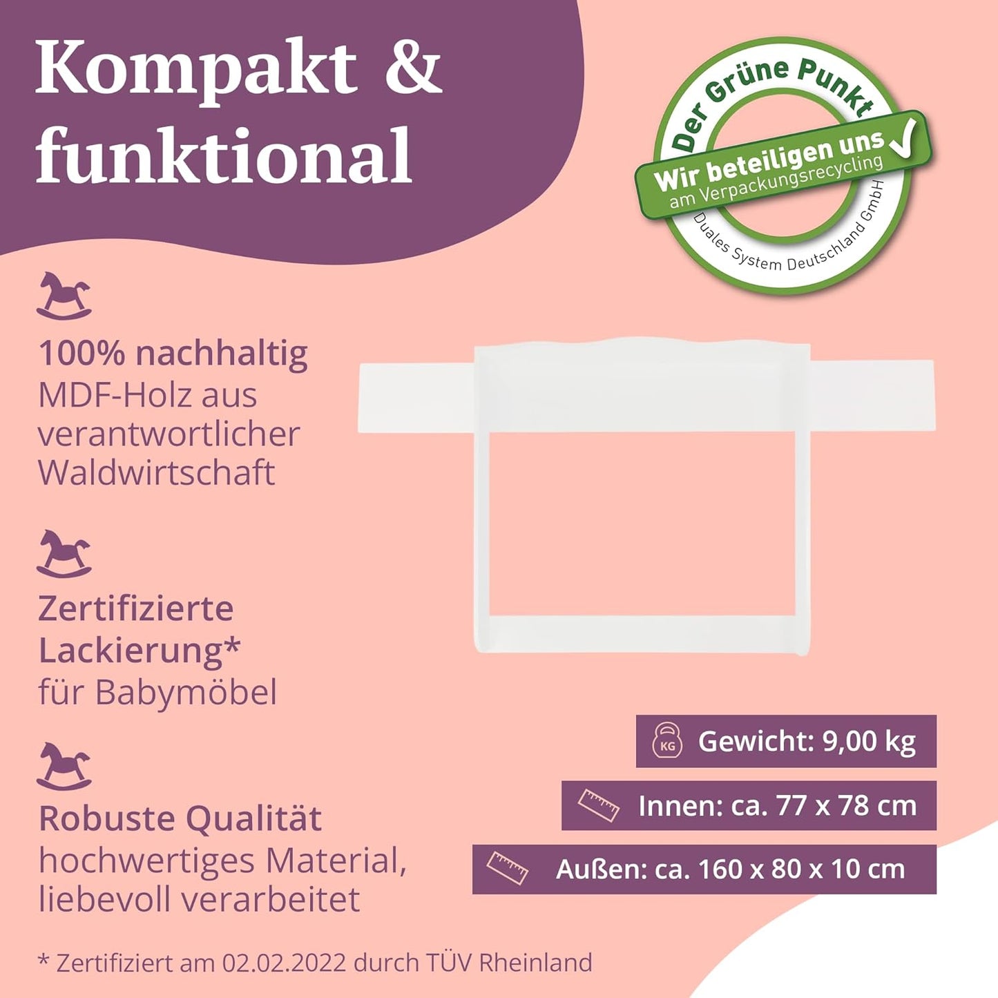 Wickelaufsatz Emil für Hemnes Kommoden, Wolke + Blende 160 cm