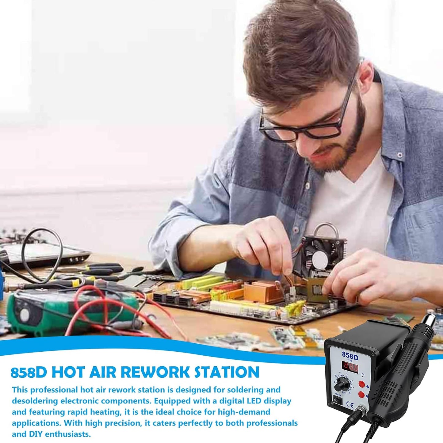 Heissluft Lötstation 858D mit LED Display