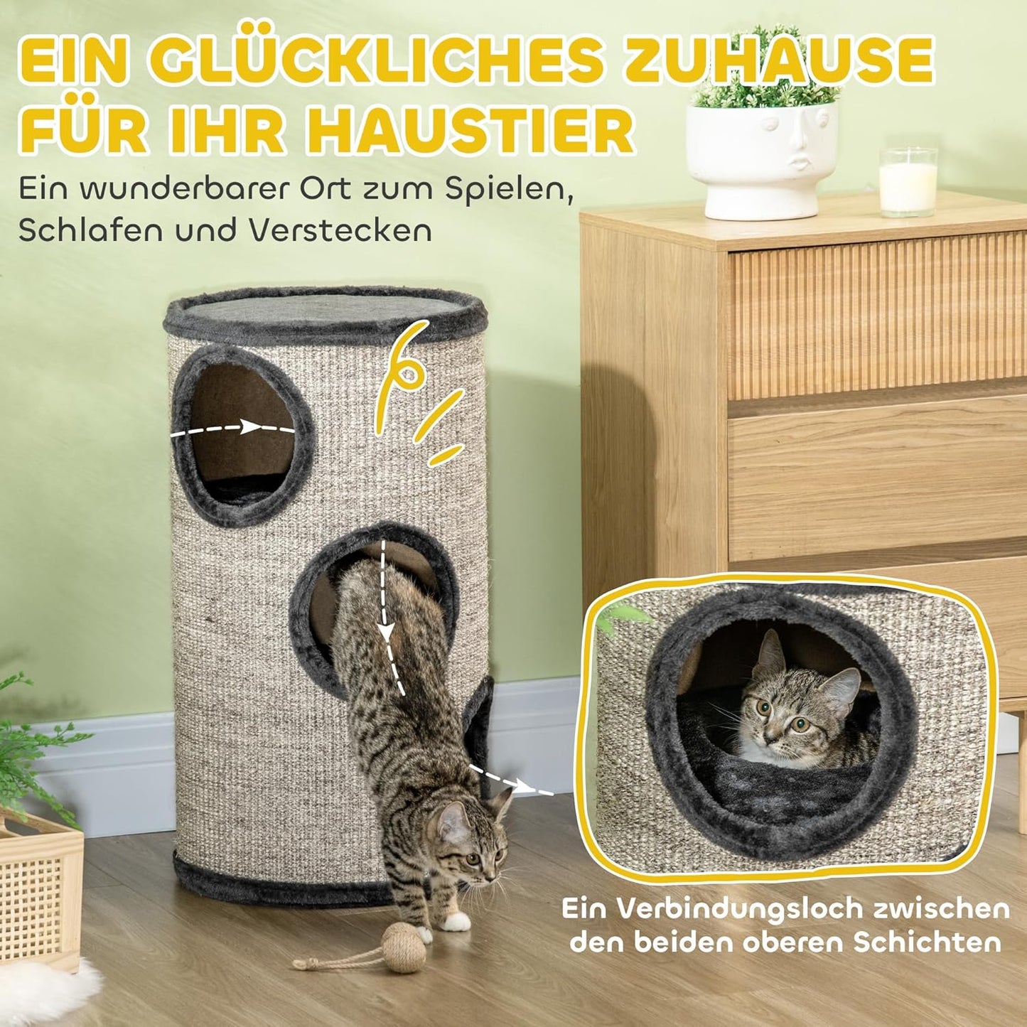 Kratztonne mit 3 Höhlen, Hellgrau