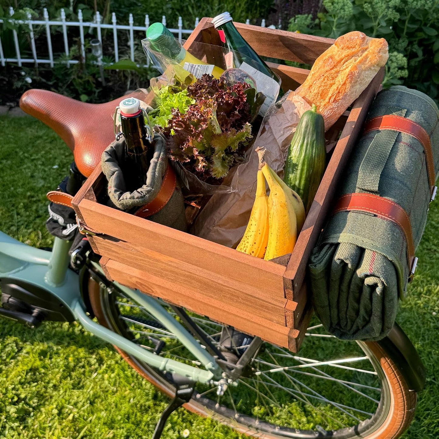 Velokiste mit Picknickdecke, Braun