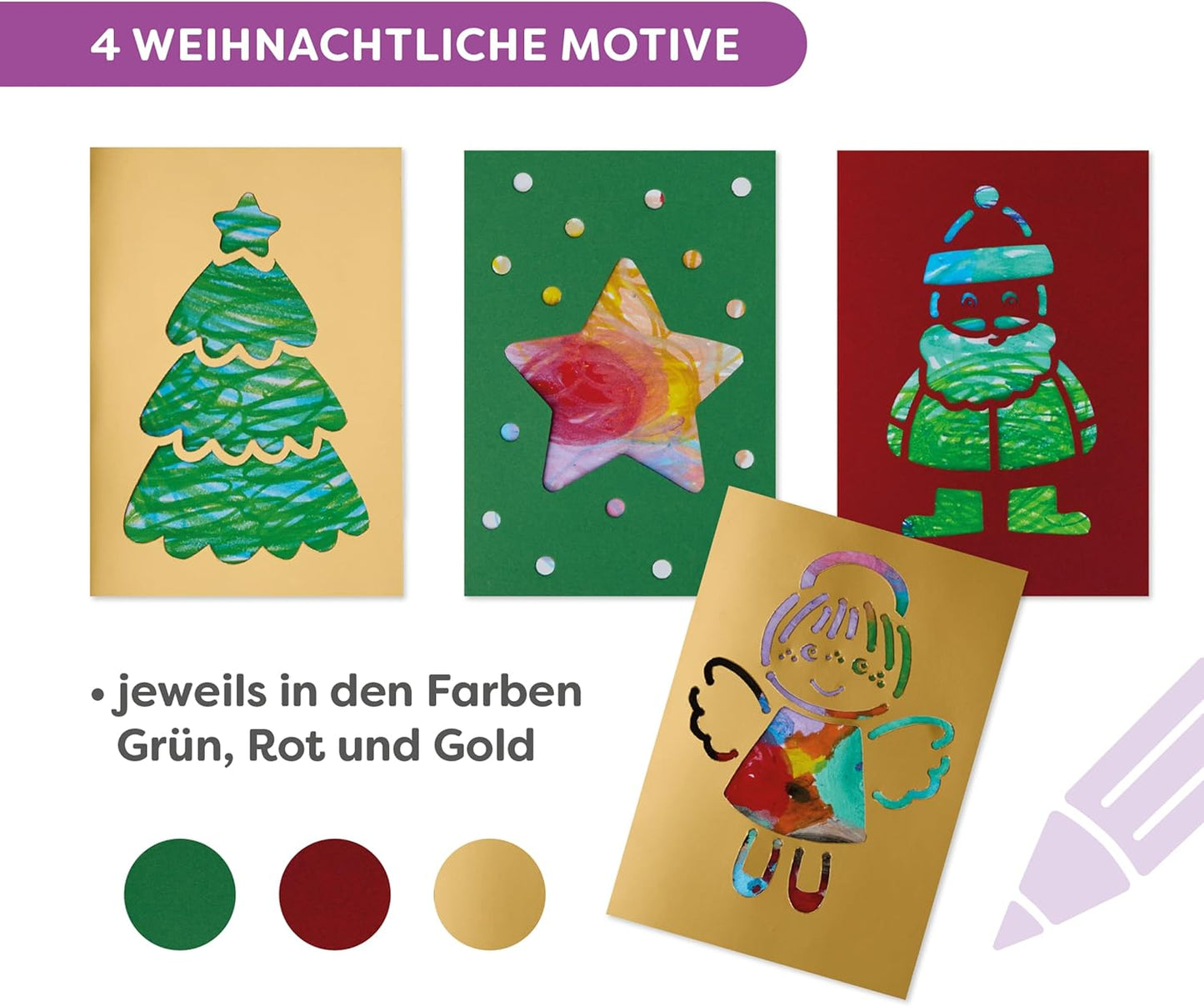 2er-Bastelset Weihnachten: Nikoläuse und Kritzelkarten Weihnachtspost, 2014005