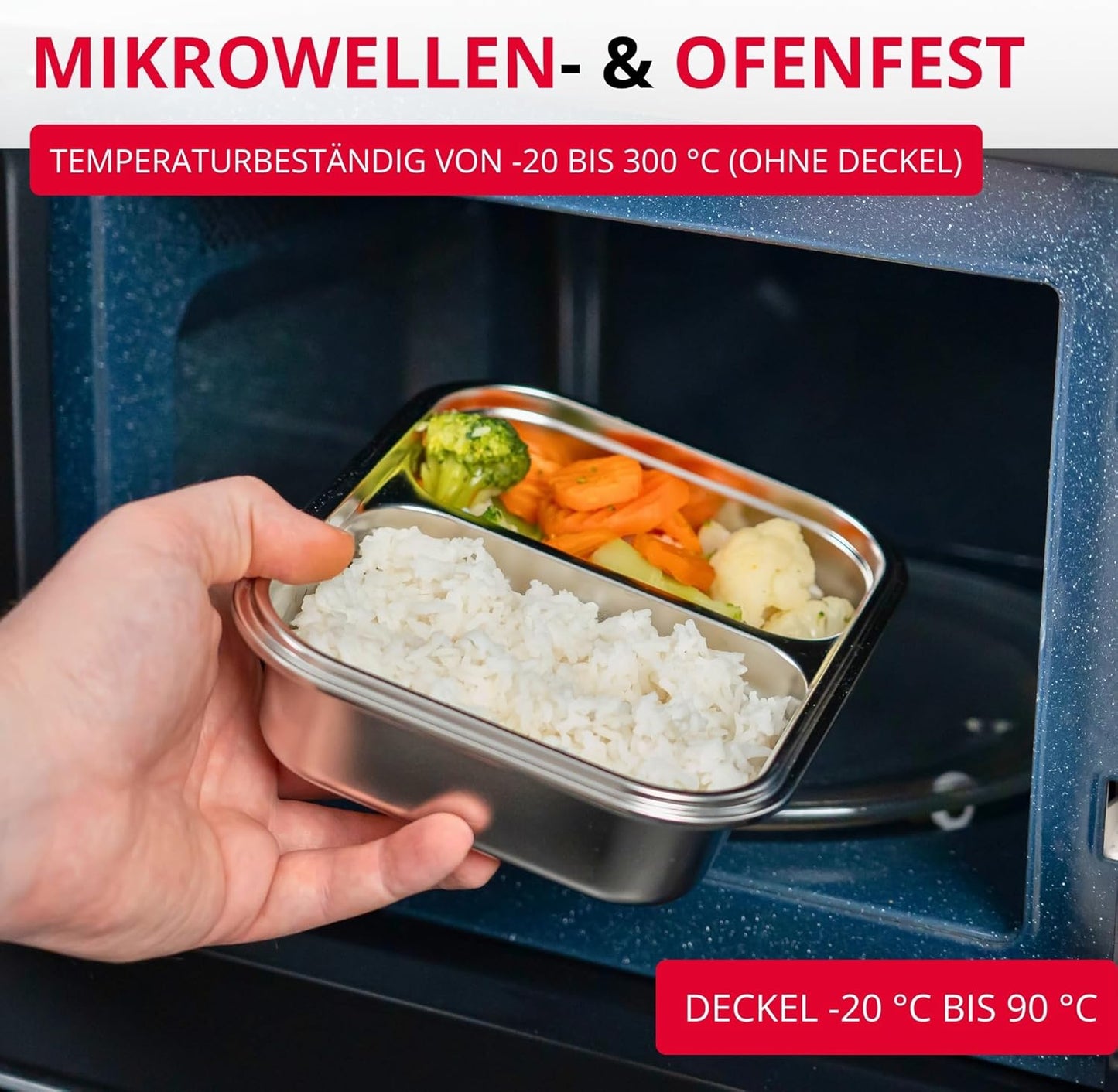Edelstahl-Lunchbox, geteilt, 450 + 280 ml