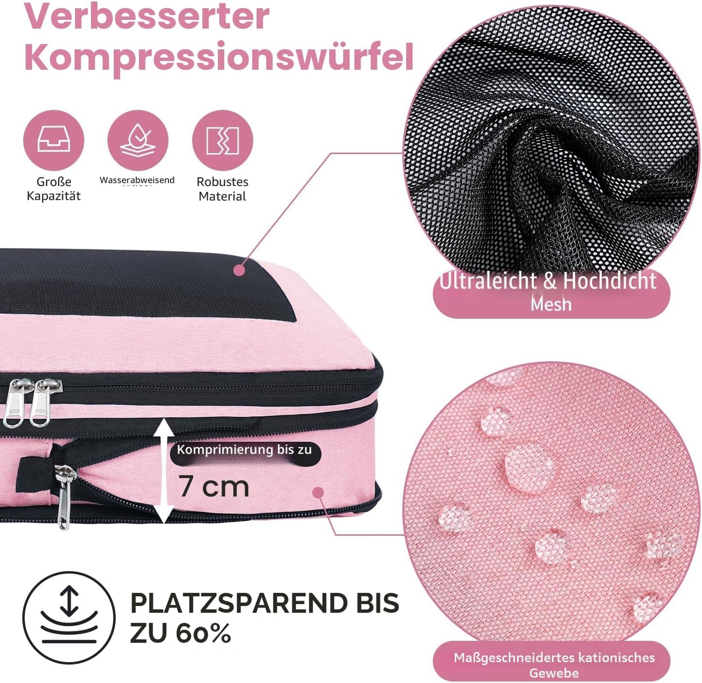 Kompressions-Packwürfel-Set, Pink 4 Set