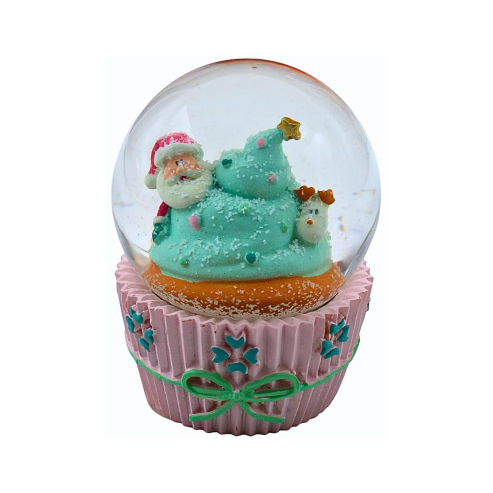 Schneekugel mit Weihnachtsmann & Rentier, Cupcake Wm