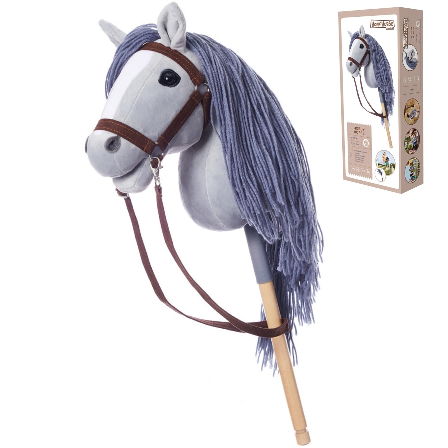 Steckenpferd mit Trense, A3 - LARGE Grau