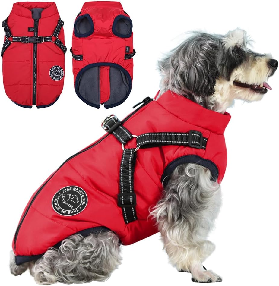 Hundejacke Winterweste mit Brustgurt, 4XL rot