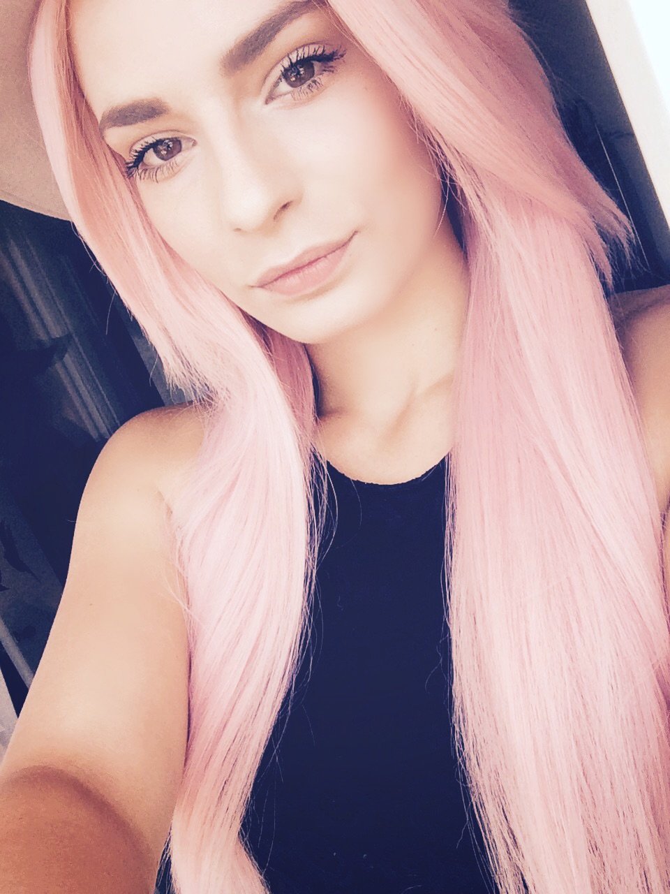 Märchenhafte Cosplay-Perücke, glatt, 60 cm, rosa