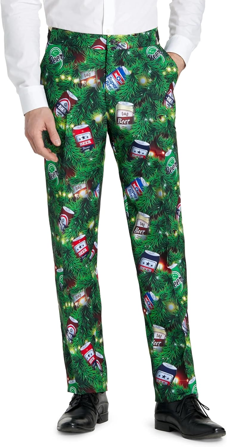 Weihnachtsanzug-Set für Jungen mit leuchtendem Blazer, S Christmas Beers Green
