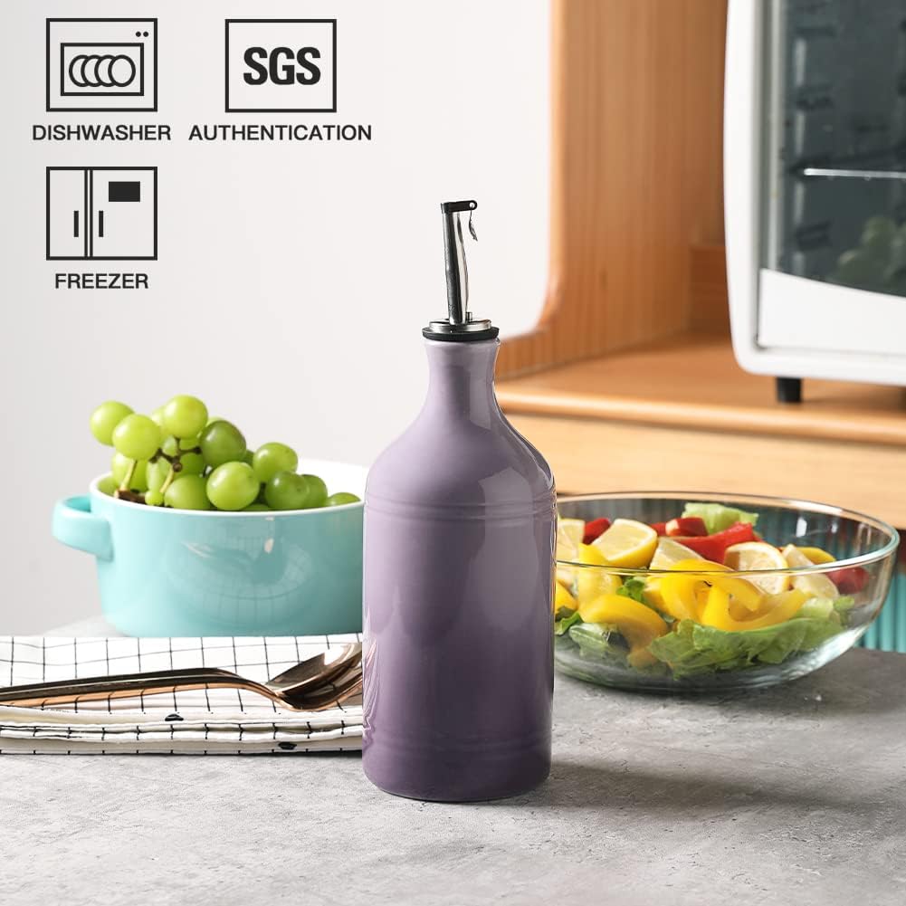 Keramik-Olivenöl-Spenderflasche, oxidationsschützend, Farbverlauf Lila 460 ml