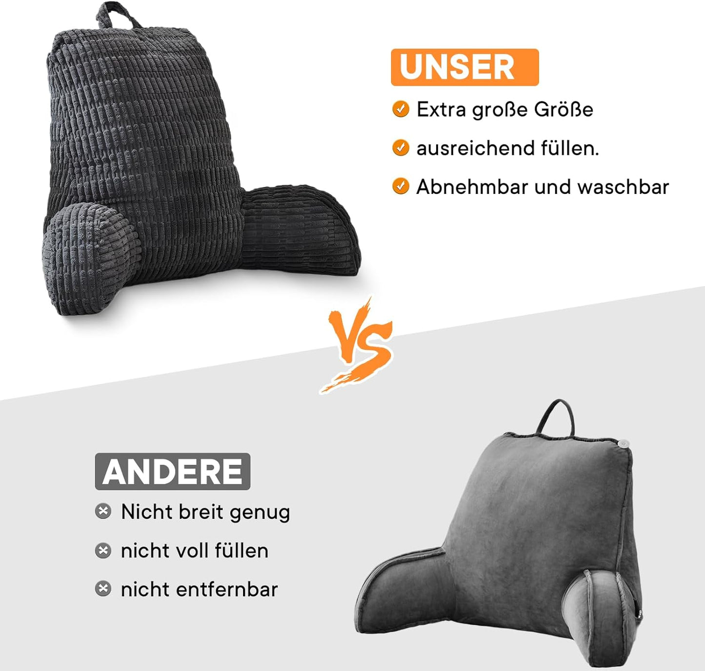 Lesekissen mit Rückenlehne für Bett und Sofa