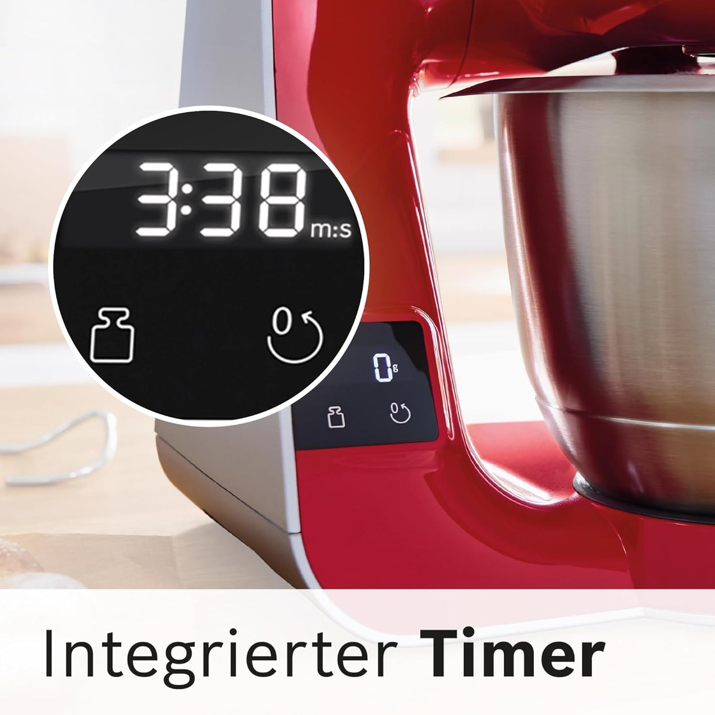 Küchenmaschine MUM5 mit Waage und Zubehör (1000 W), Dunkelrot / Silber 2 Zubehöre Single