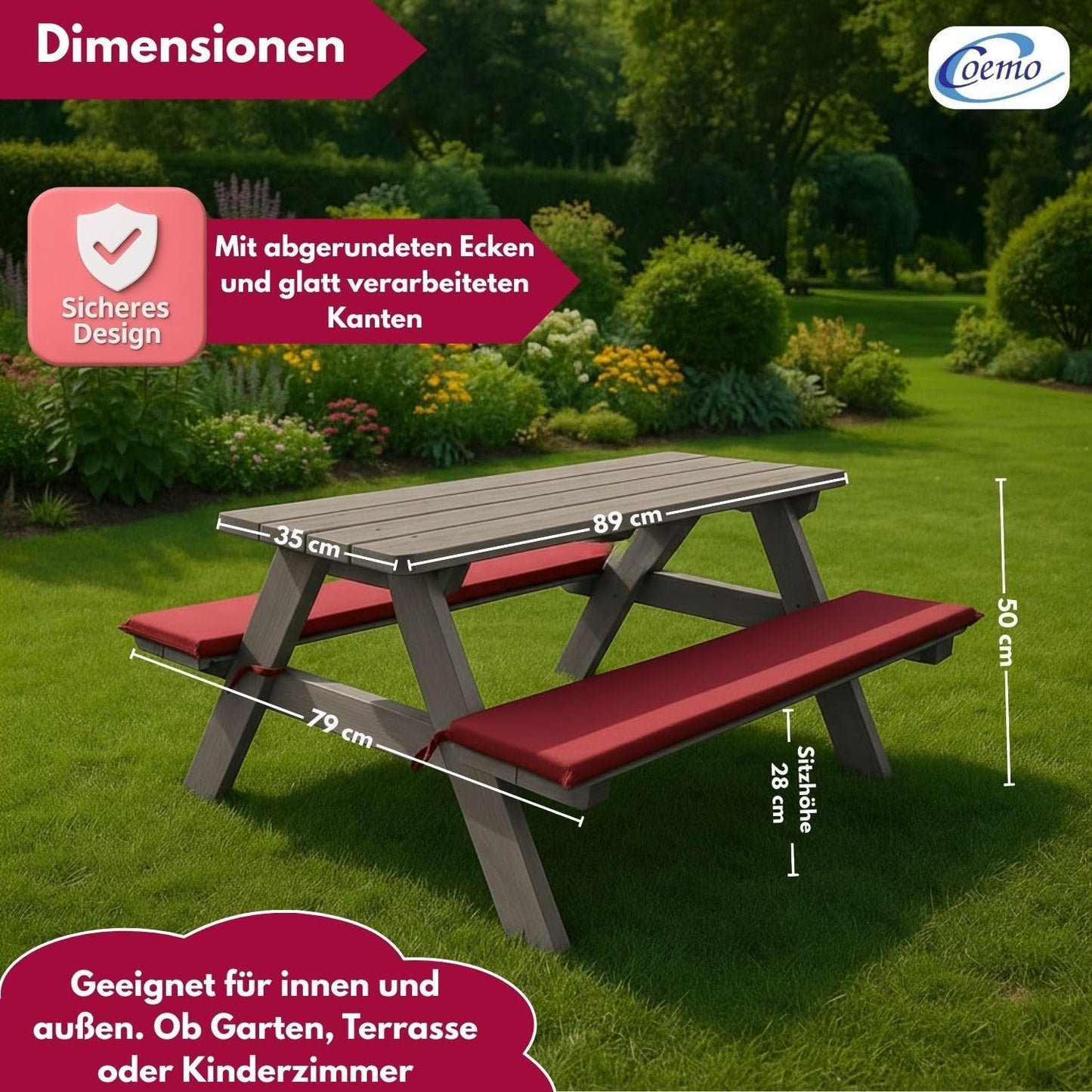 Robuste Kindersitzgruppe, 89x79x50cm Grau