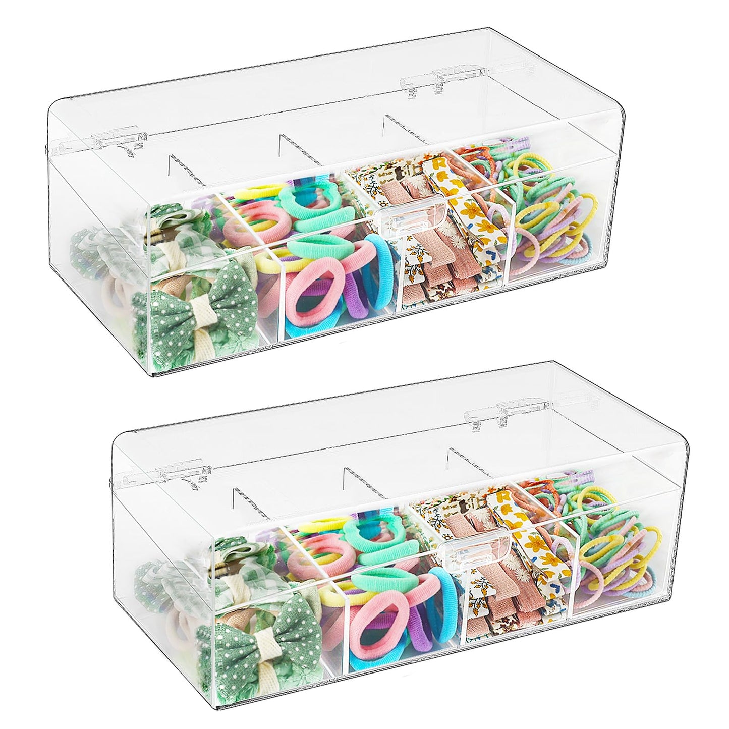 2-teiliges Haarschmuck Organizer-Set mit 4 Fächern, 4 Fach (2 Pack)