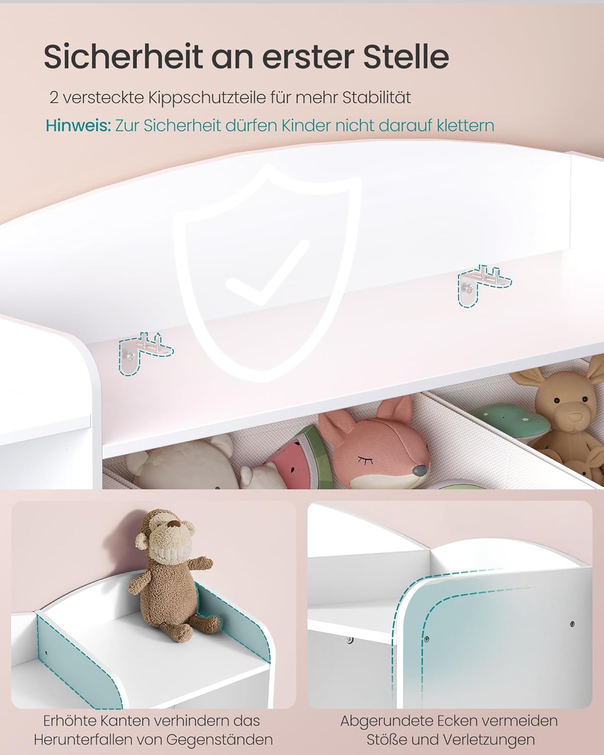 Kinder-Spielzeugregal mit Aufbewahrungsboxen (10-teilig), 2 Spalte (113W cm)
