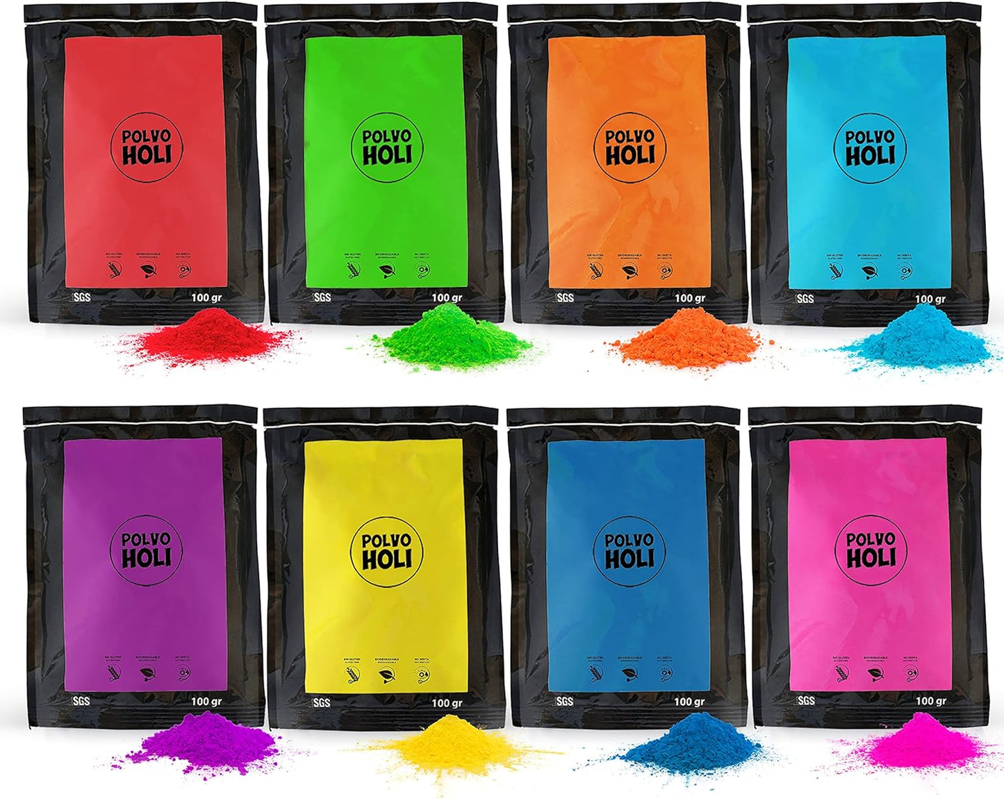 Holi Pulver-Set (8 Beutel à 100g)