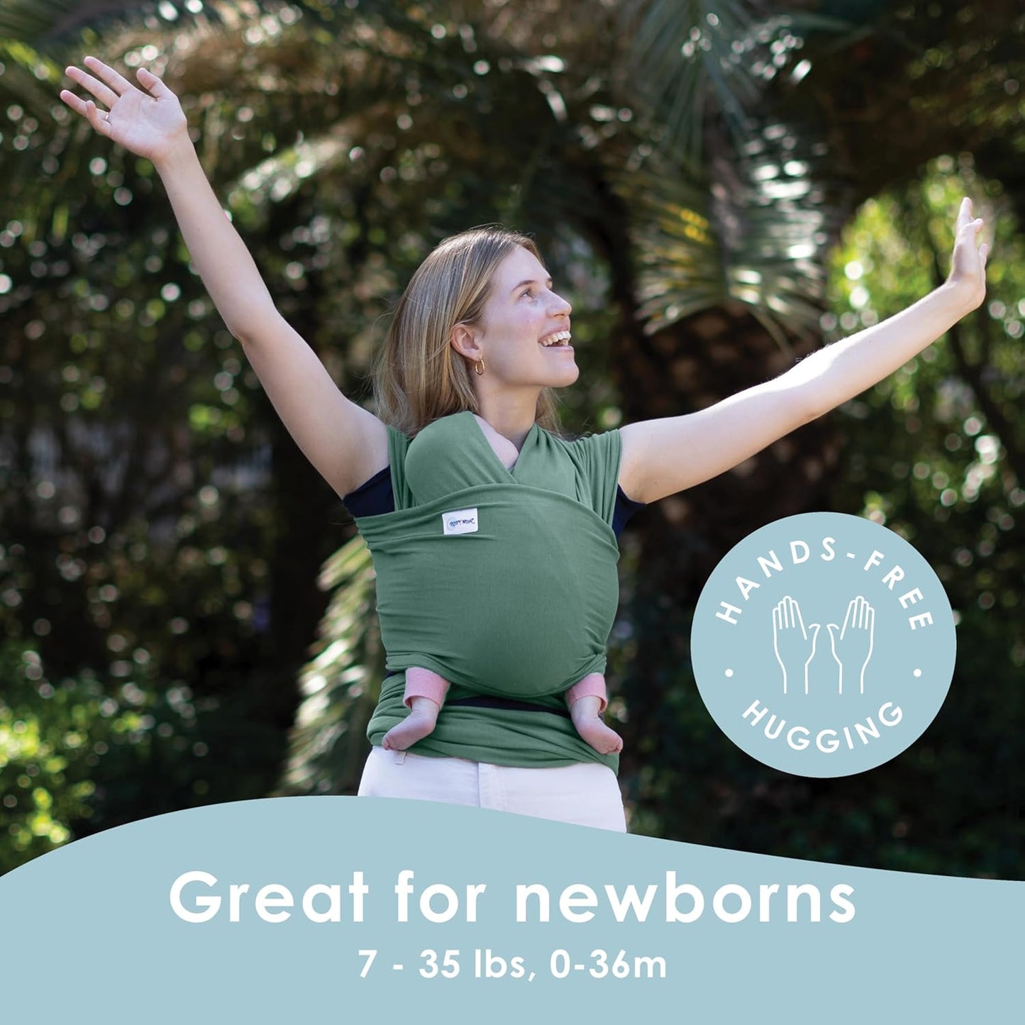 Babytragetuch für Neugeborene bis 15 kg, Poly-Spandex Blend Sage Green