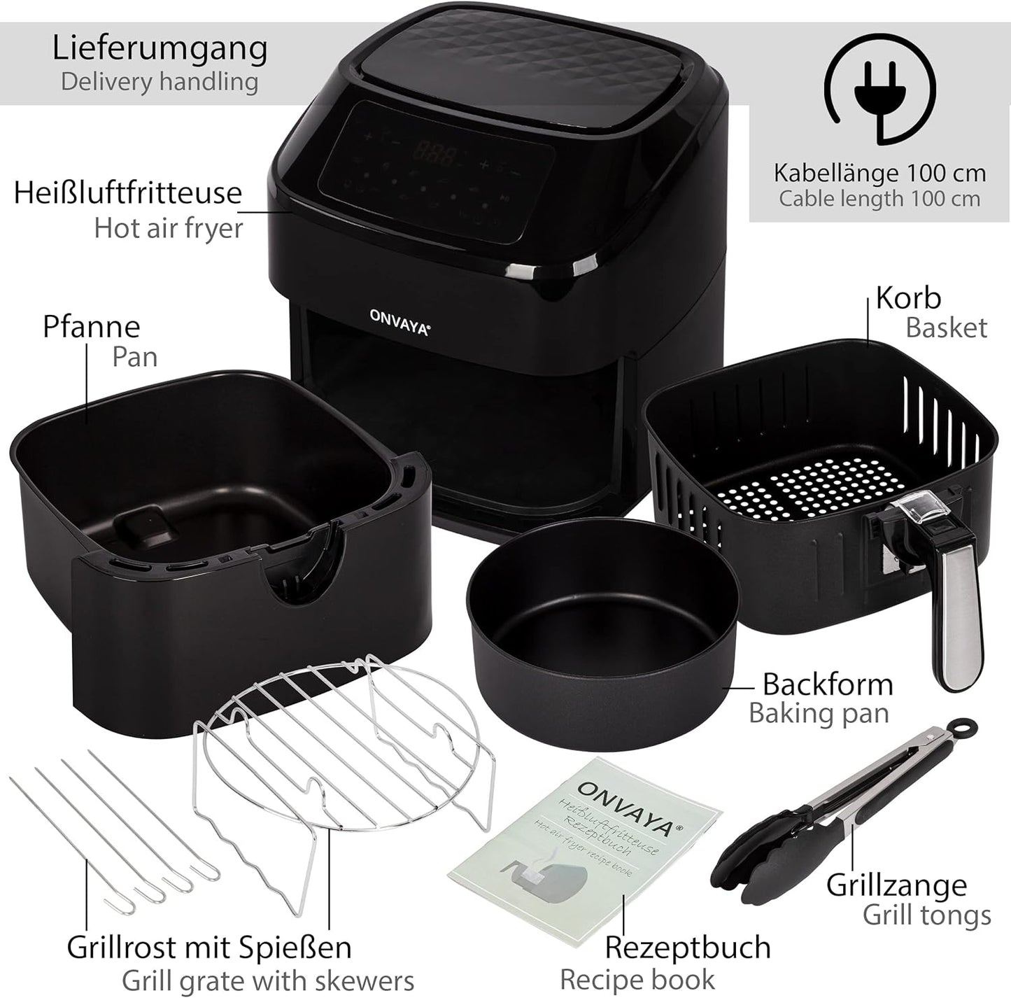 Airfryer XXL Heissluftfritteuse mit 10 Programmen