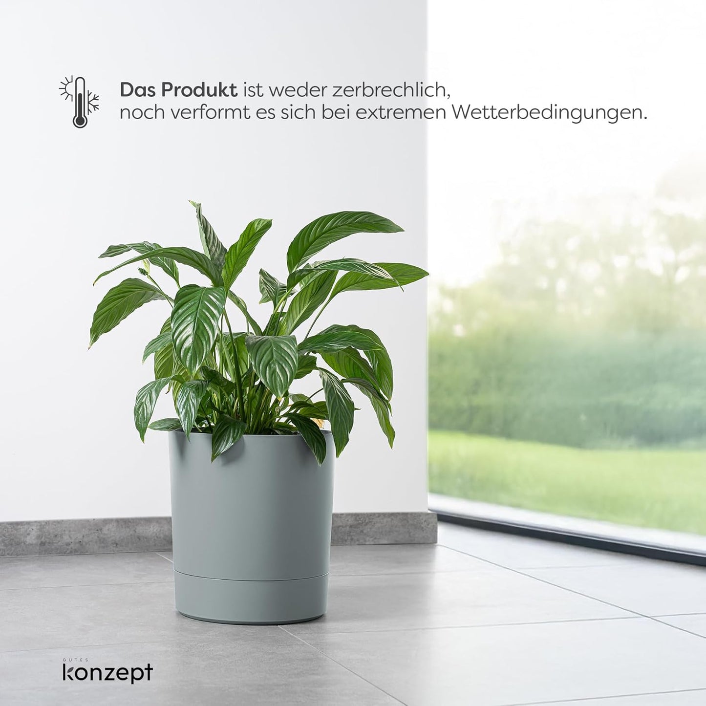 Blumentopf mit Untersetzer, Mint 38 cm