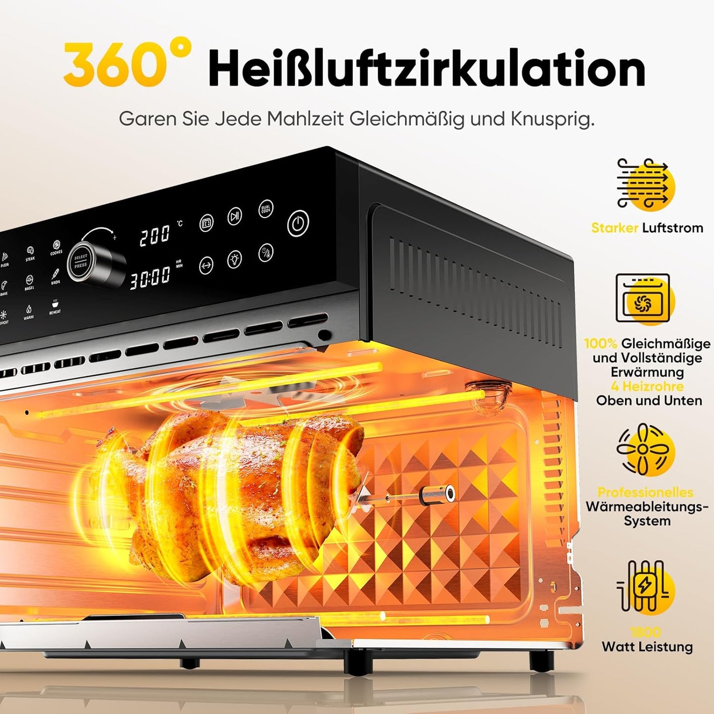 Minibackofen mit 20 Programmen