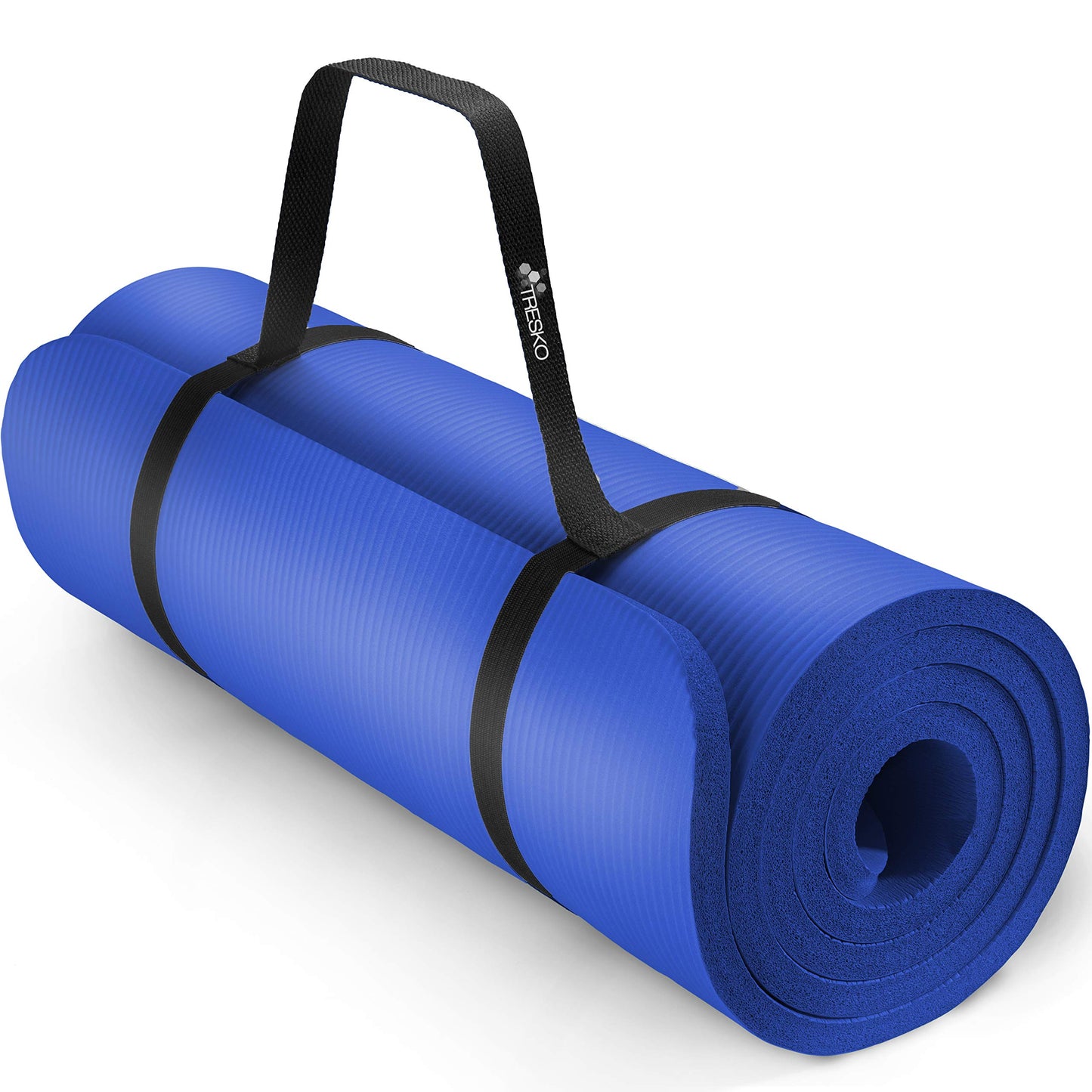Gymnastikmatte rutschfest mit Tragegurt, Dunkelblau 185 x 60 x 1,0cm