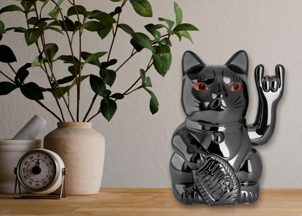Winkekatze mit Mittelfinger, Black Shiny Rock