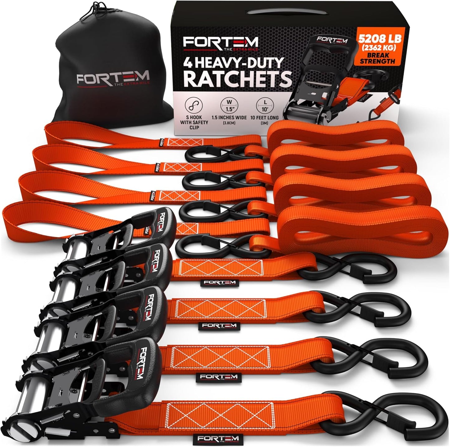 Spanngurte mit Ratsche Set, Orange 2362 kg