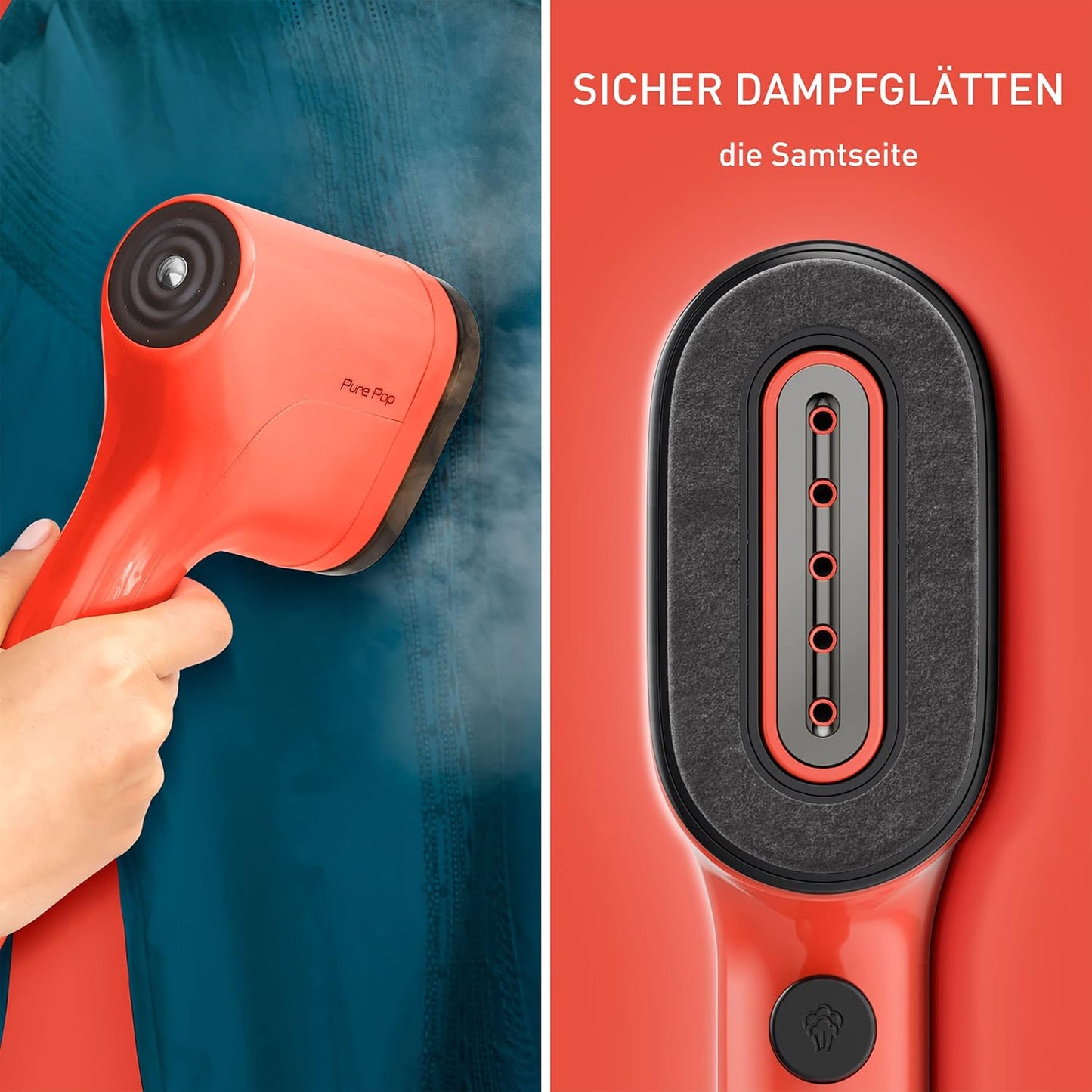 DT2022 Pure Pop Dampfbürste, Korallenrot