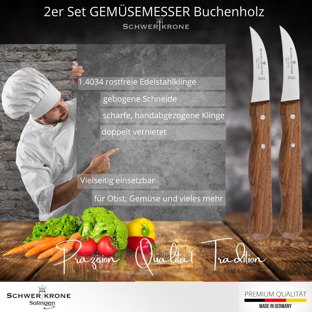 2er-Set Gemüsemesser, 2 2,5" gebogen