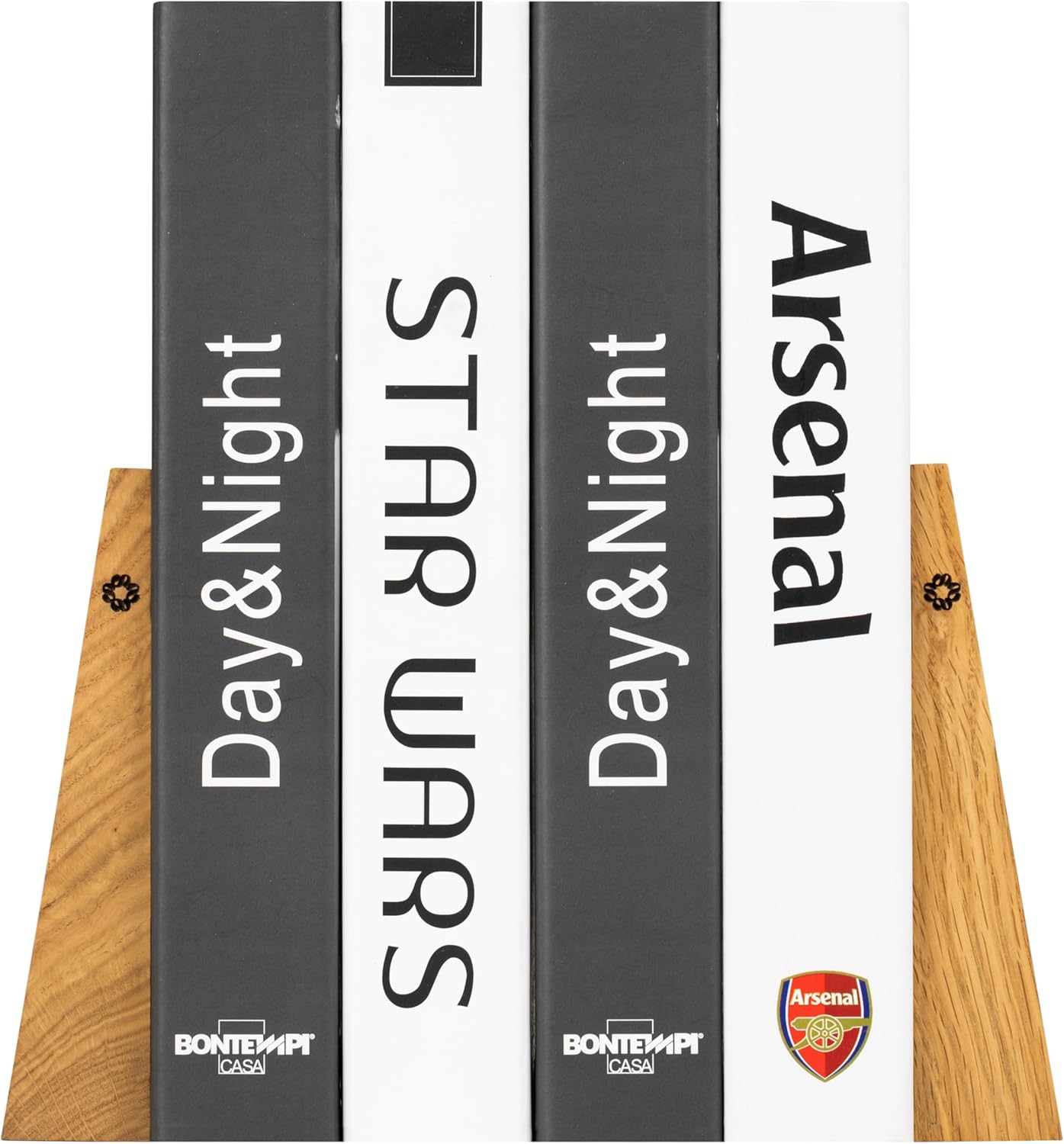 Buchstützen aus Holz mit Metallbasis, Eiche