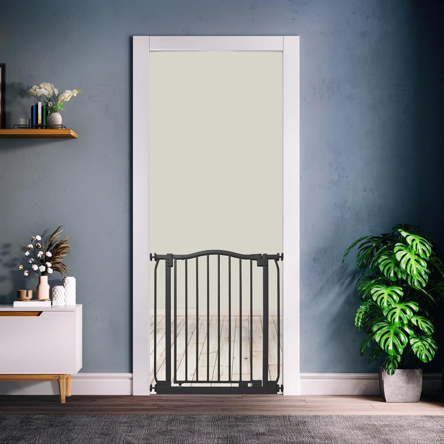 Gebogenes Hundetor für einfache Installation, Schwarz 71cm - 80cm
