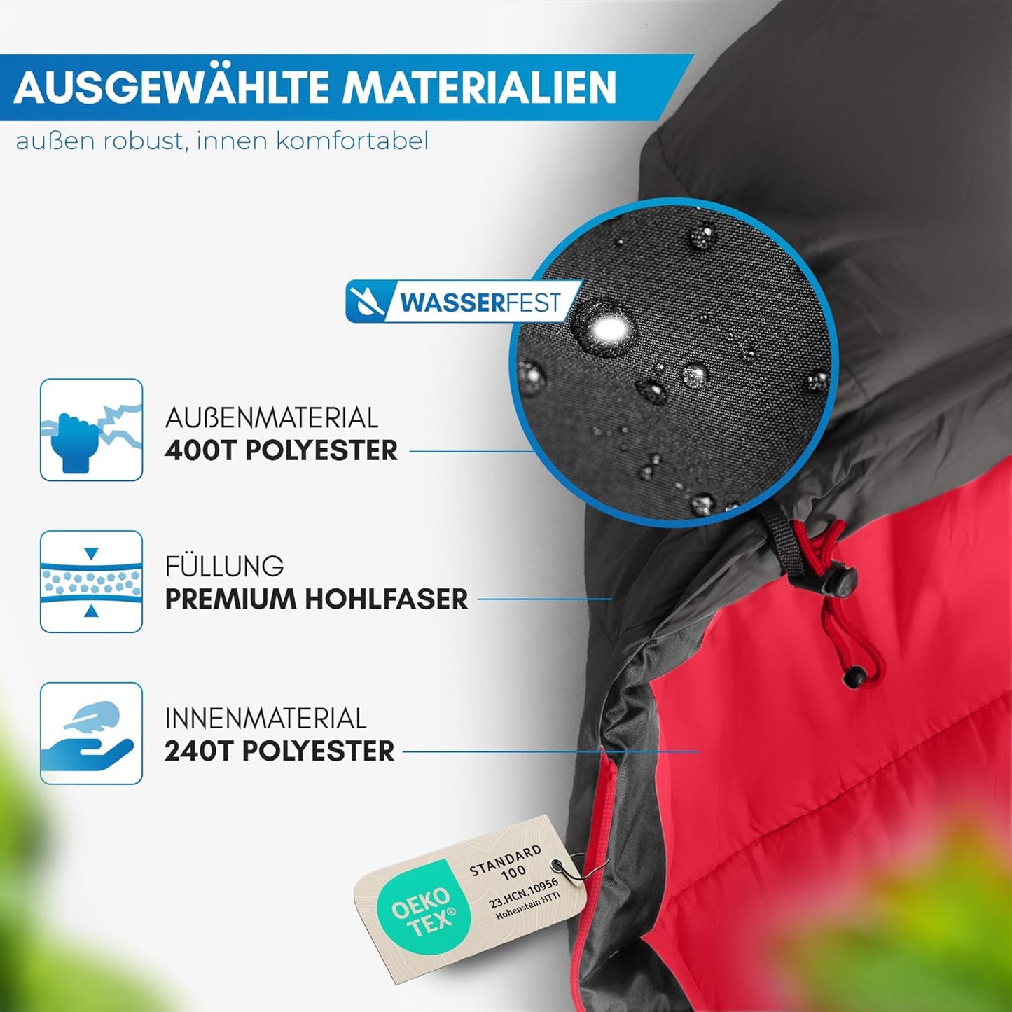 Ultraleichter Mumienschlafsack für Erwachsene, Grau 3-Jahreszeiten Schlafsack