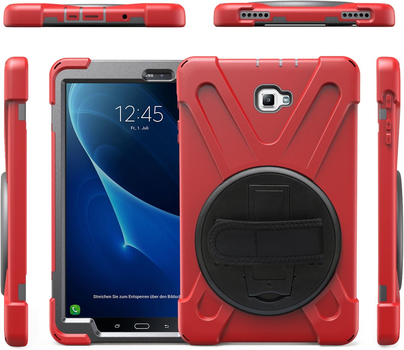 Stossfeste Schutzhülle für Samsung Galaxy, T580/T585 Tab A 10.1 2016 Rot
