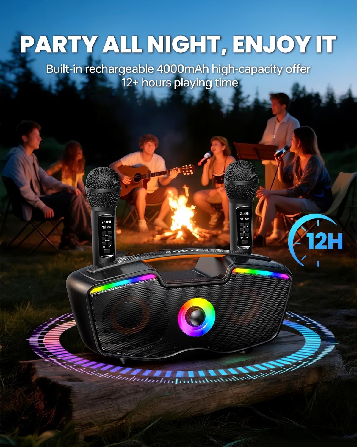 Bluetooth-Karaoke-Maschine SD-219 mit 2 Mikrofonen