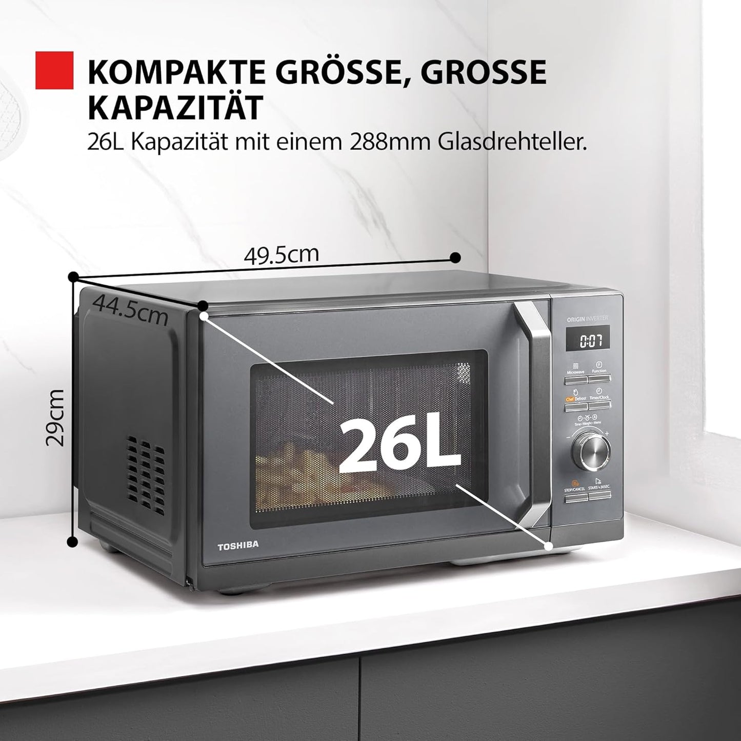 6-in-1 Mikrowellenherd mit Grill und Heissluft, 26L 6-in-1 Air Fry