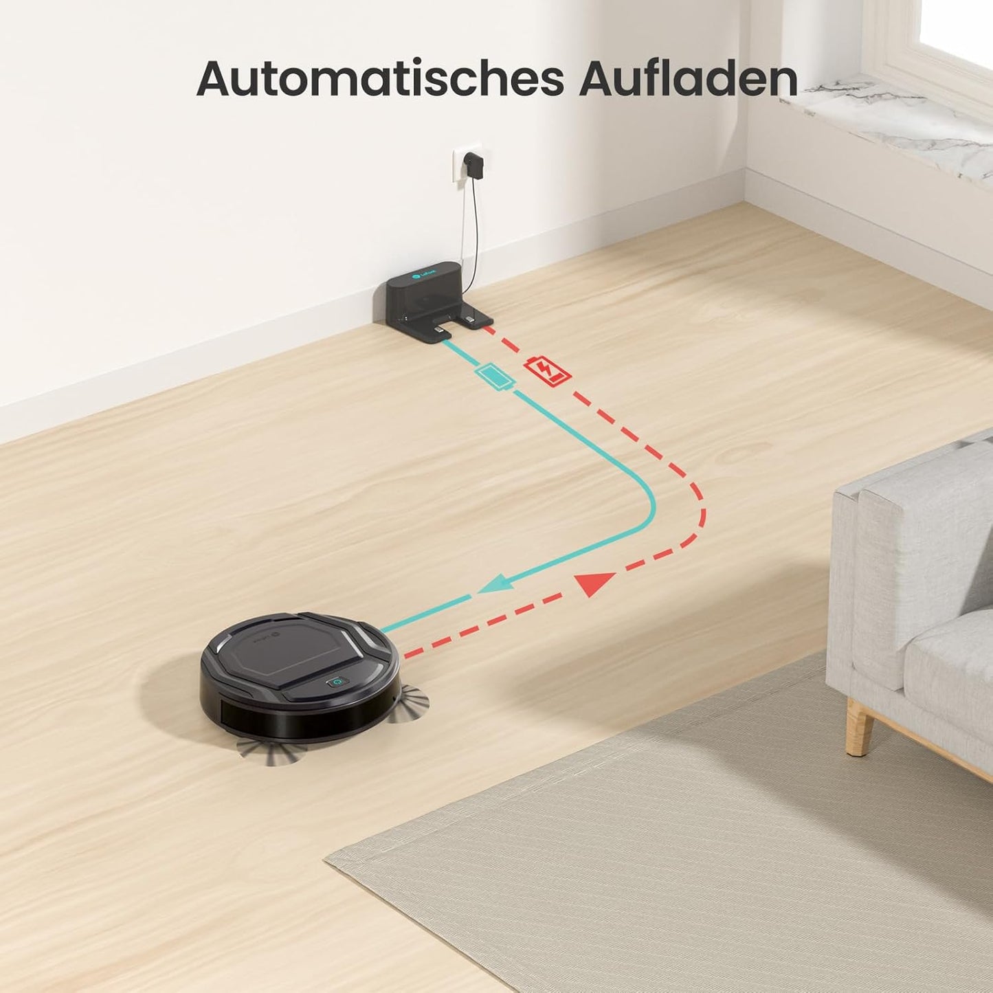 Staubsaugerroboter M210P mit WLAN/Alexa/App Integration, Kohleschwarz