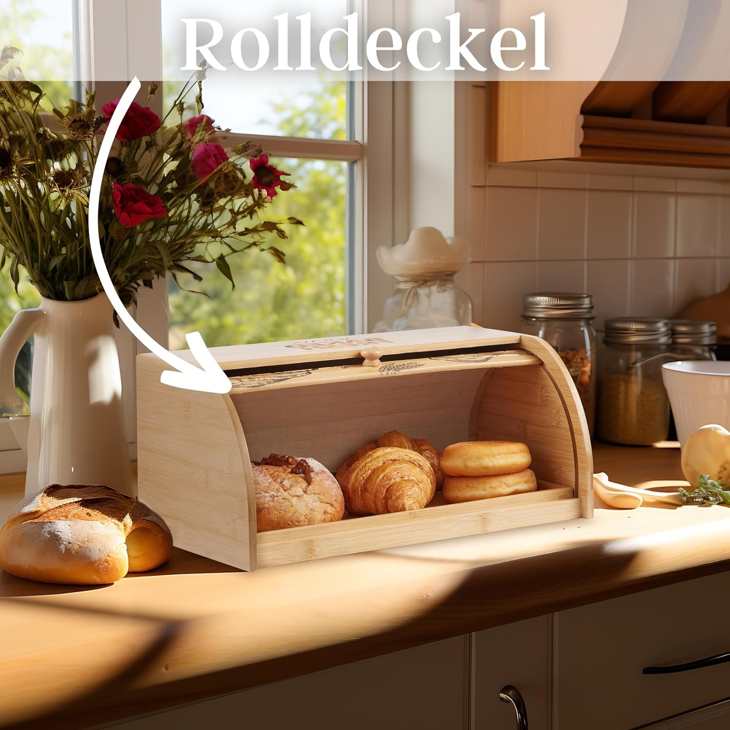 Brotkasten mit Rolldeckel und Schneidebrett
