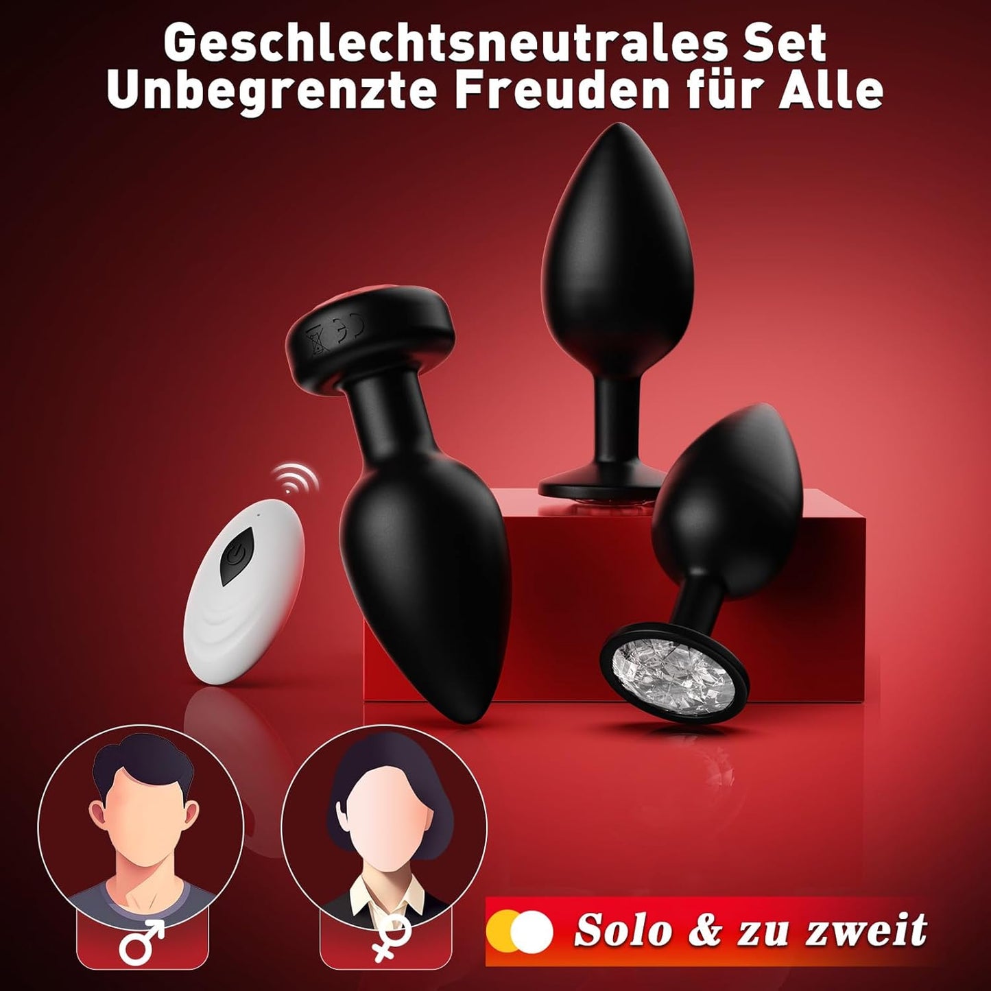 3er-Set Analplugs mit Vibration, Träne - Analplugs